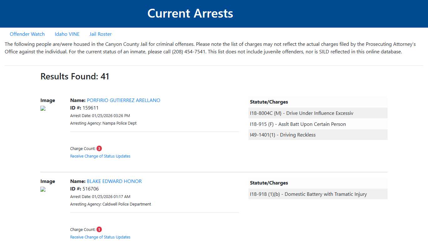 Current Arrests